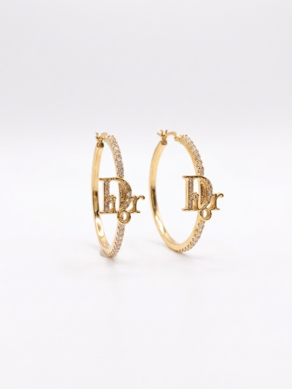 Brand New Gold Pavé Hoop Earrings